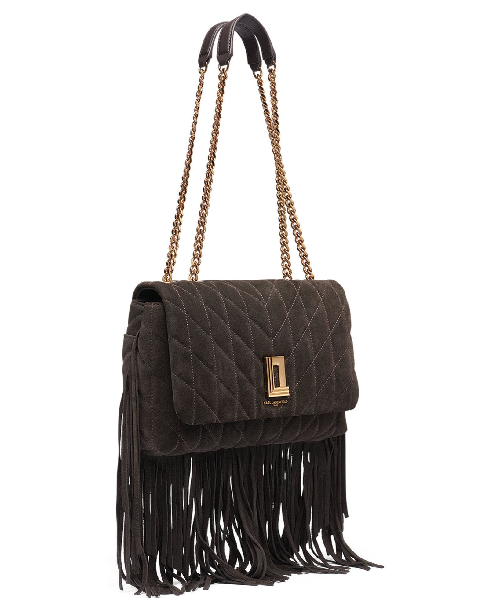 Lafayette Suede Fringe Shoulder Bag, Alternate, color, Fudge