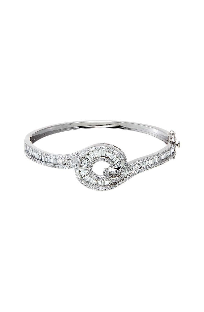 BY ADINA EDEN Lab Grown Diamond Pave X Baguette Fancy Loop Bangle Bracelet 14K, Main, color,