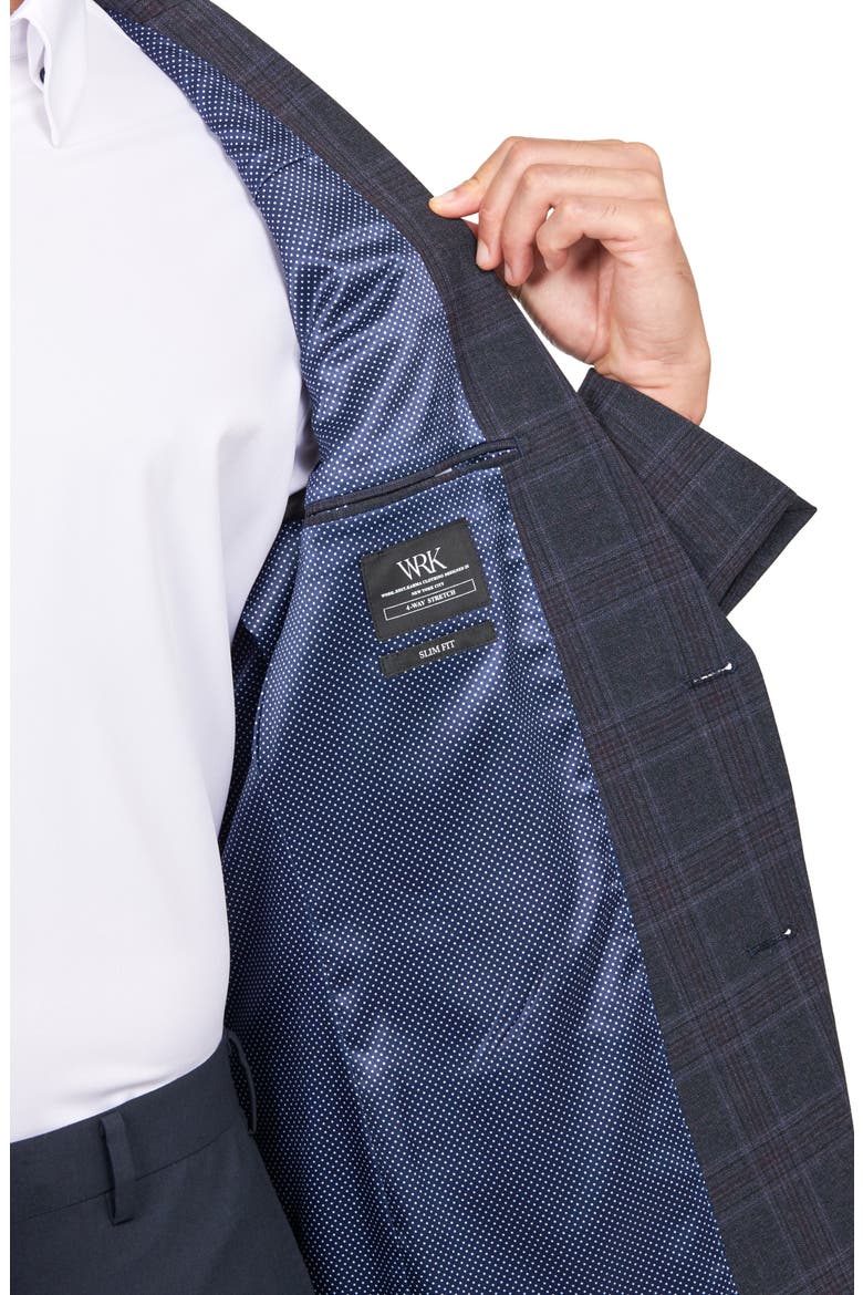 Slim Fit Plaid Sport Coat, Alternate, color, NAVY