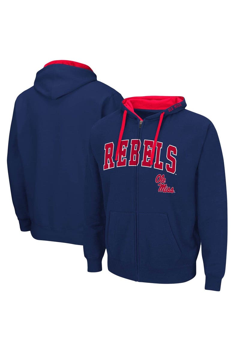 Men's Colosseum Navy Ole Miss Rebels Big & Tall Full-Zip Hoodie, Main, color, Navy