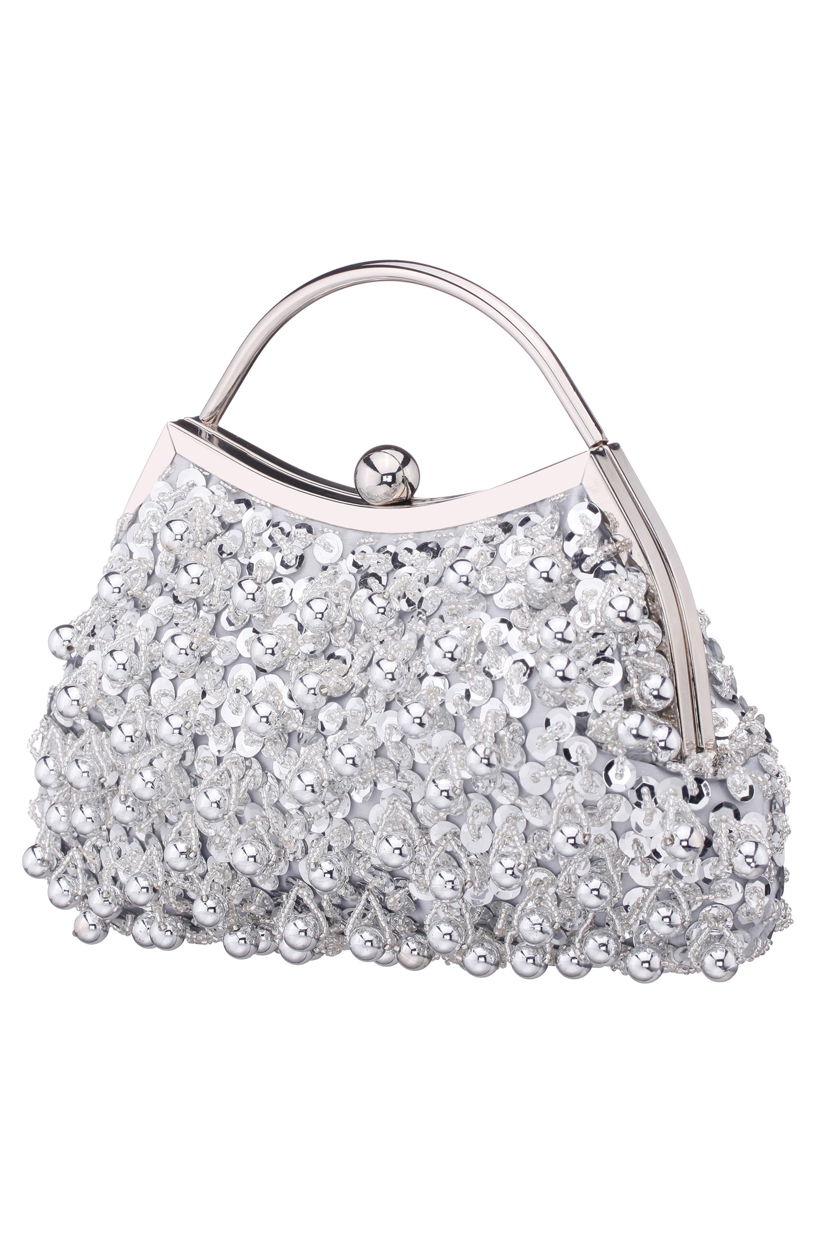 Nina Rava Embellished Clutch, Alternate, color, Silver