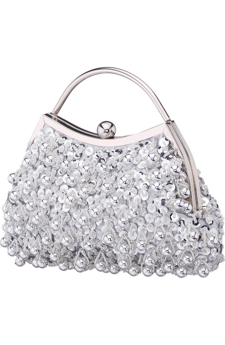 Nina Rava Embellished Clutch, Alternate, color, Silver