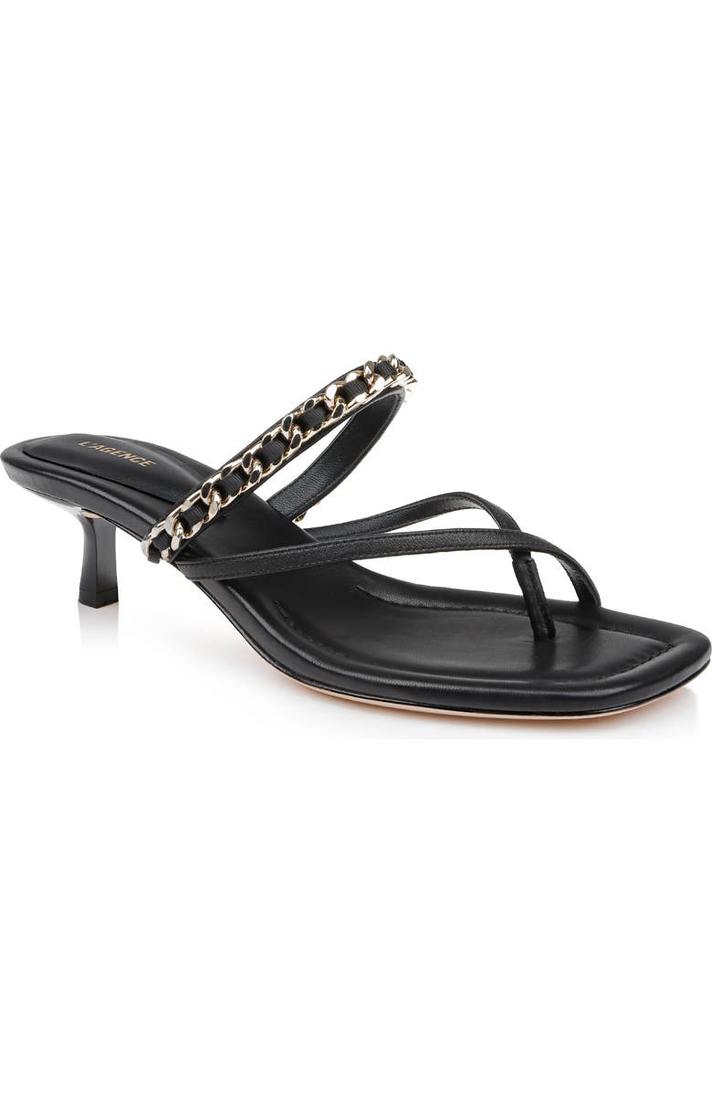 L'AGENCE Georgette Kitten Heel Slide Sandal, Main, color, Black Leather