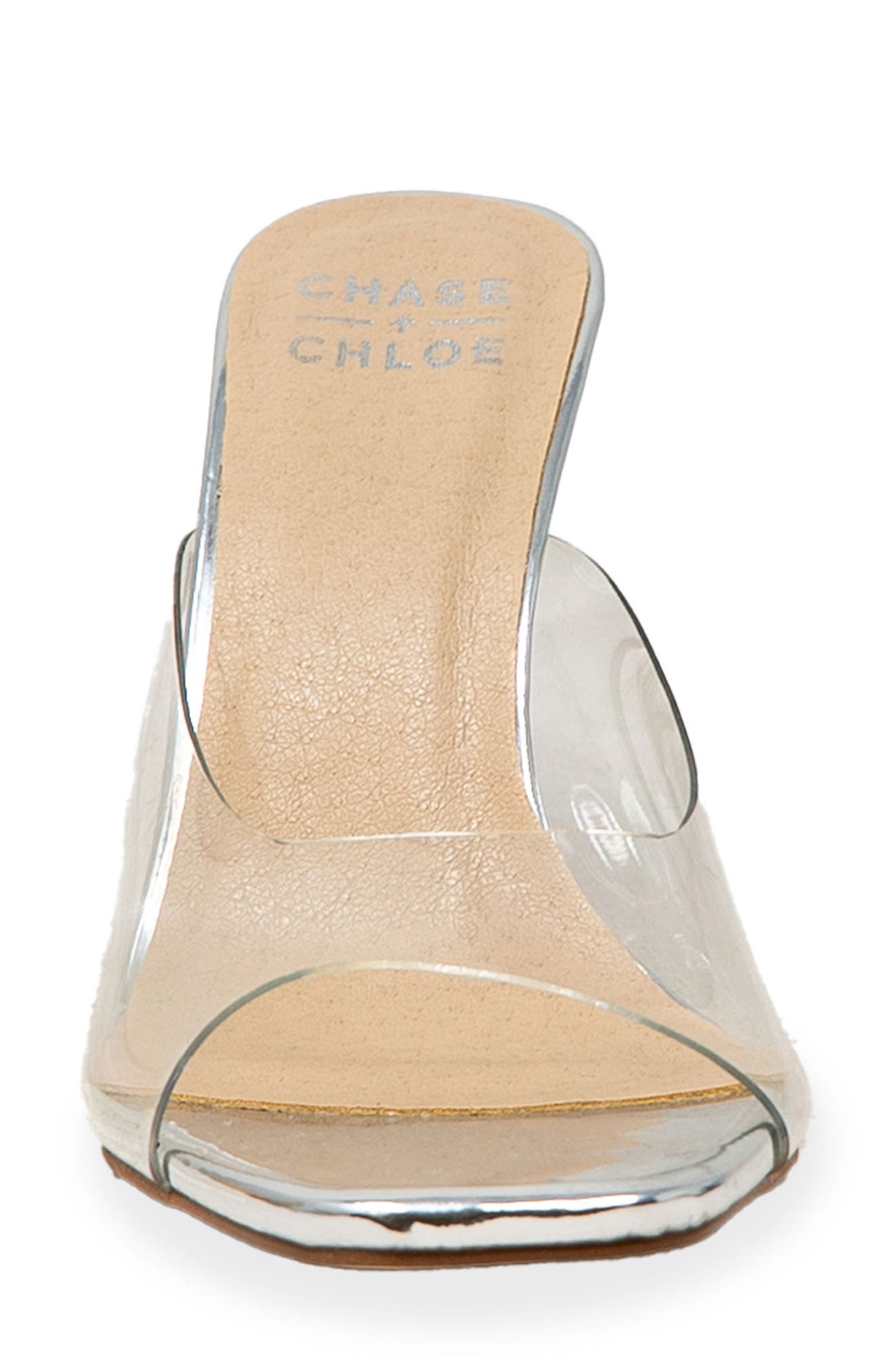 CHASE AND CHLOE Echo Square Toe Sandal, Alternate, color, Clear Silver