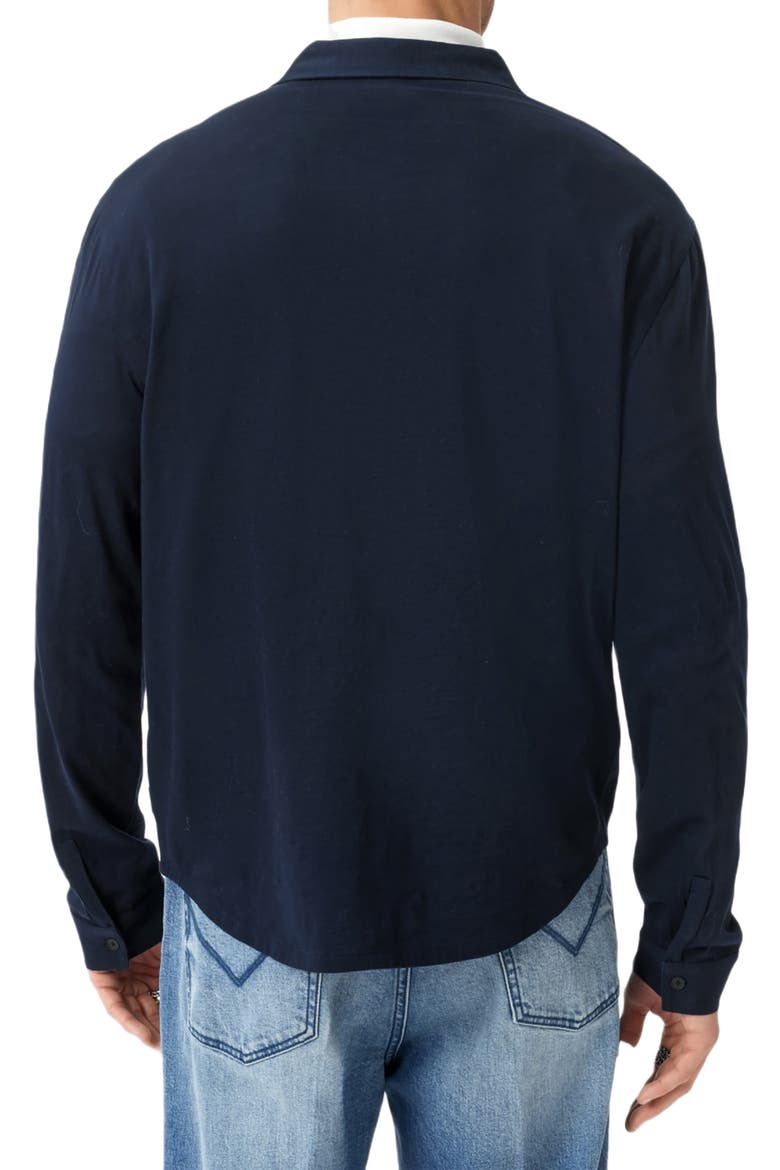Gareth Organic Cotton Knit Button-Up Shirt, Alternate, color, NAVY