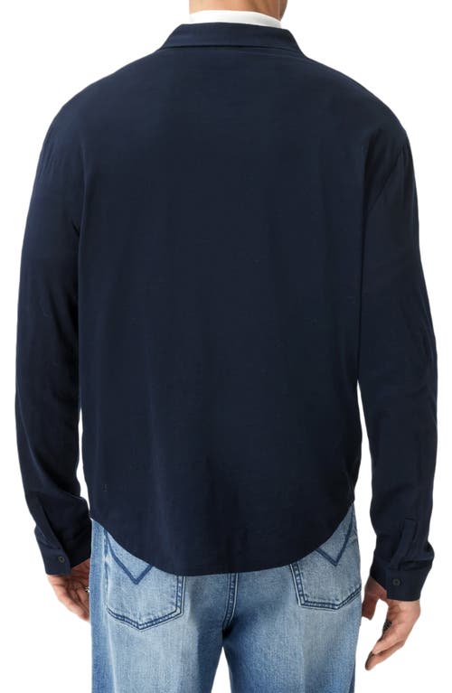 John Varvatos Gareth Organic Cotton Knit Button-up Shirt In Blue