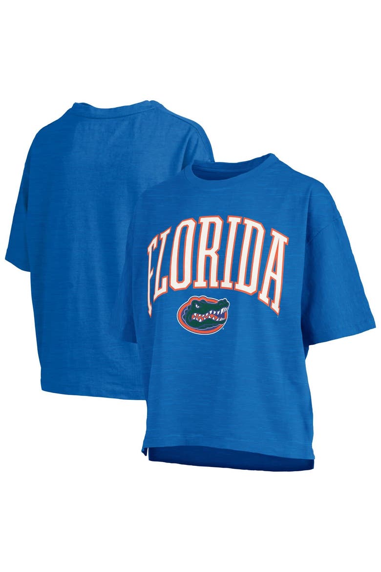 Women's Pressbox Royal Florida Gators Nelson Arch Over Logo Waist Length Oversized Slub T-Shirt, Main, color, Royal