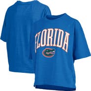 PRESSBOX Women's Pressbox Royal Florida Gators Nelson Arch Over Logo Waist Length Oversized Slub T-Shirt