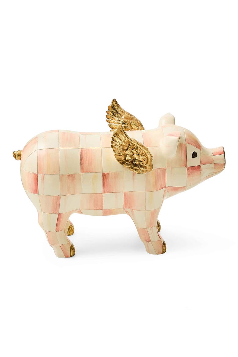 Rosy Check Flying Pig Figurine, Alternate, color, ROSY