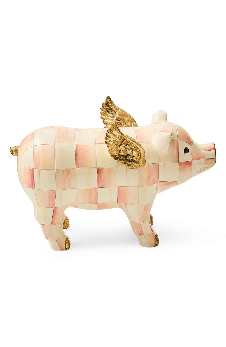 MACKENZIE CHILDS Rosy Check Flying Pig Figurine, Alternate, color, Rosy