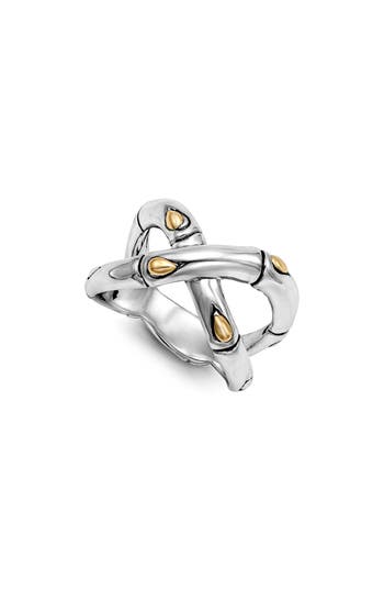 Samuel B. Sterling Silver & 18k Gold Crisscross Ring In Silver And Gold