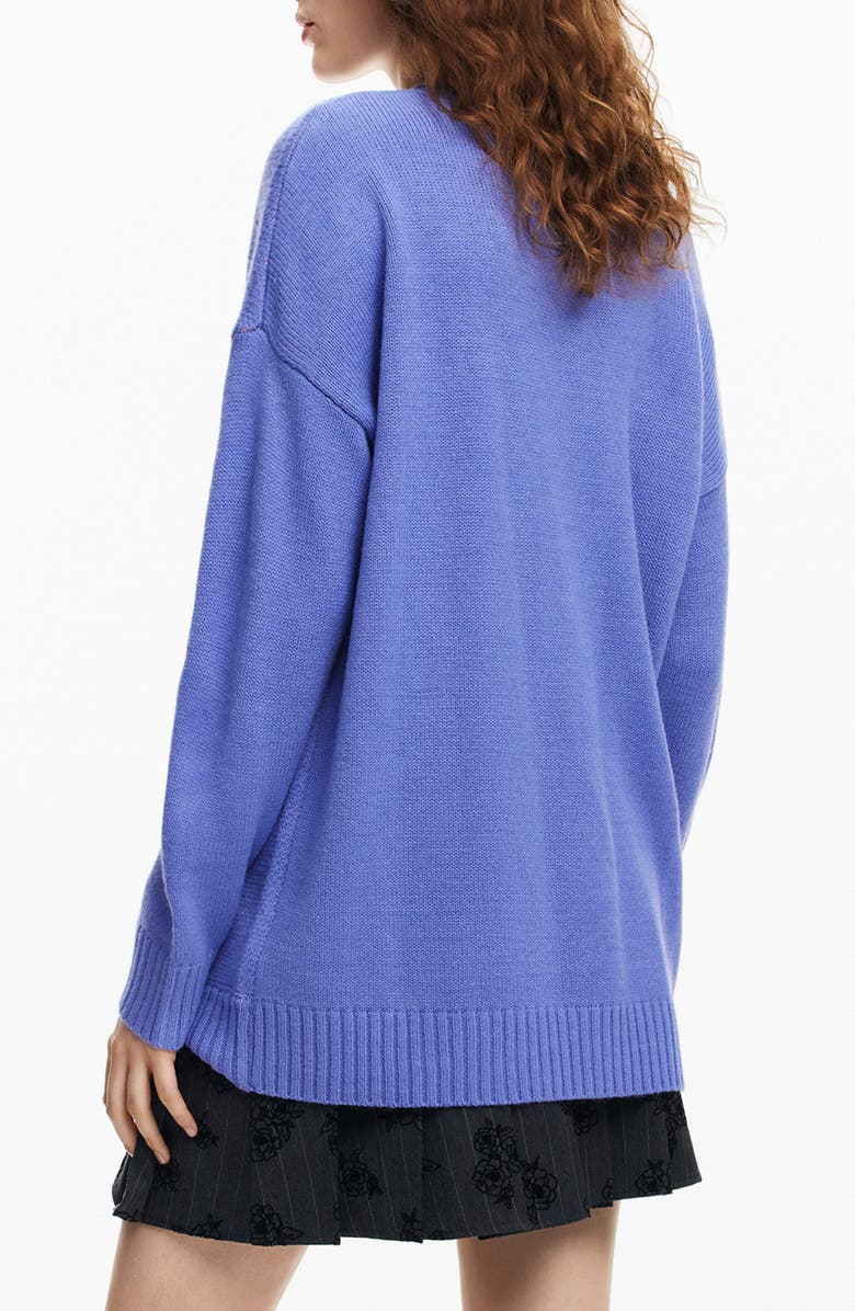 Desigual Pensée Lacroix Pansy Jacquard Crewneck Sweater, Alternate, color, 