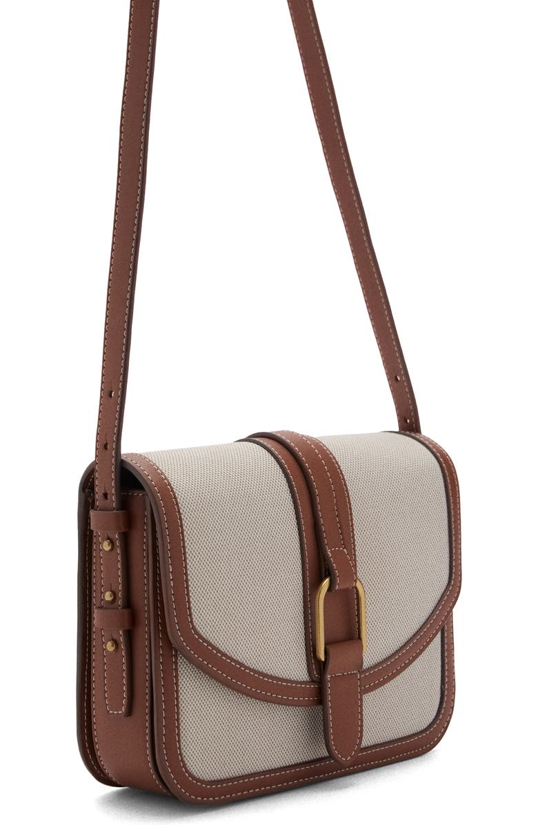 MANGO Contrast Canvas & Faux Leather Crossbody Bag, Alternate, color,