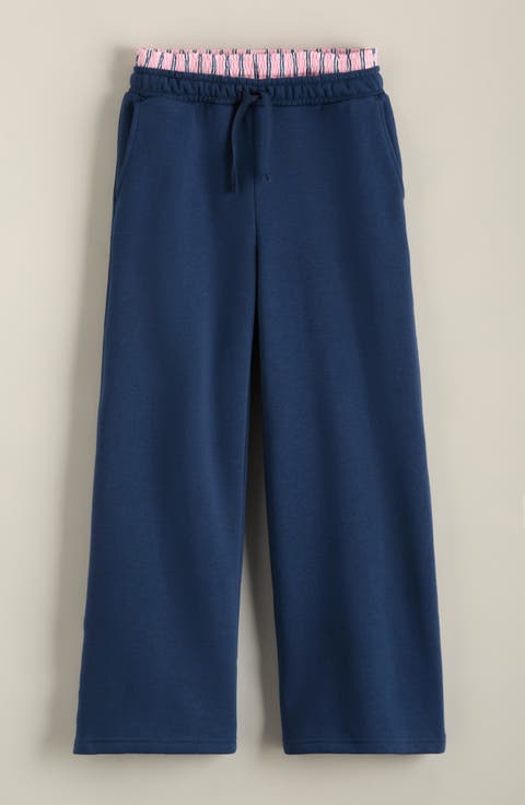 Kids' Mixed Waist Wide Leg Fleece Pants