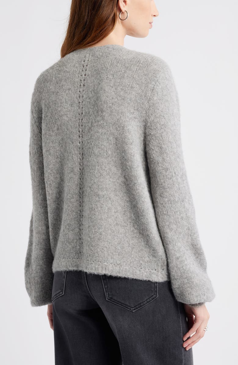 Treasure & Bond Oversize Pointelle V-Neck Sweater, Alternate, color, Grey Heather
