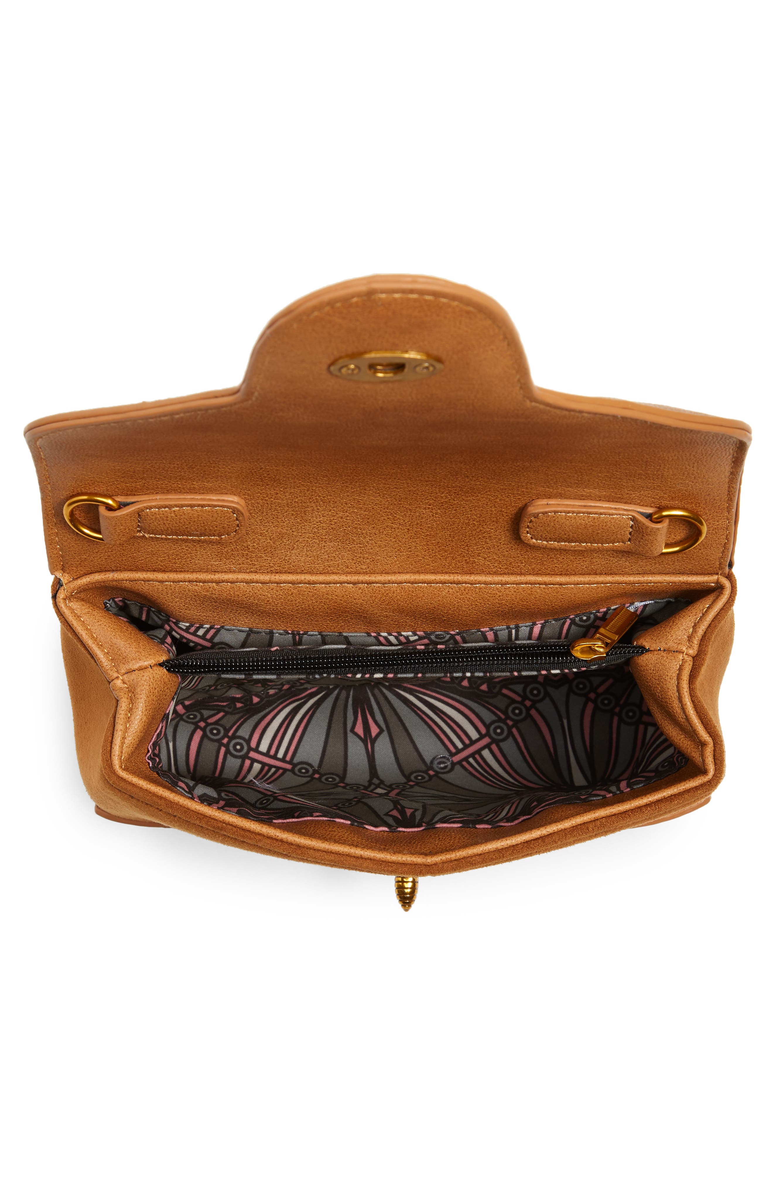 Sondra Roberts Bee Lock Faux Leather Crossbody Bag, Alternate, color, 