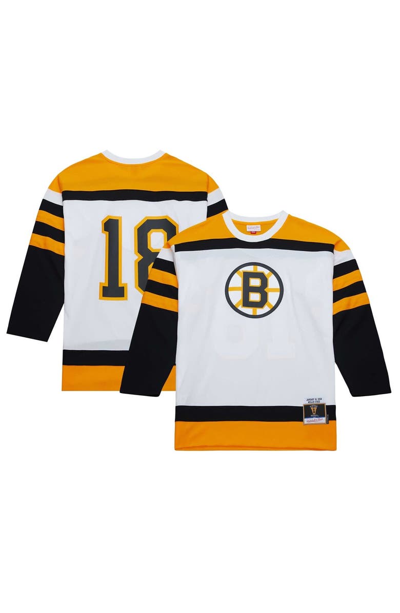 Mitchell & Ness Men's Mitchell & Ness Willie O'Ree White Boston Bruins 1958 Blue Line Player Jersey, Main, color, 
