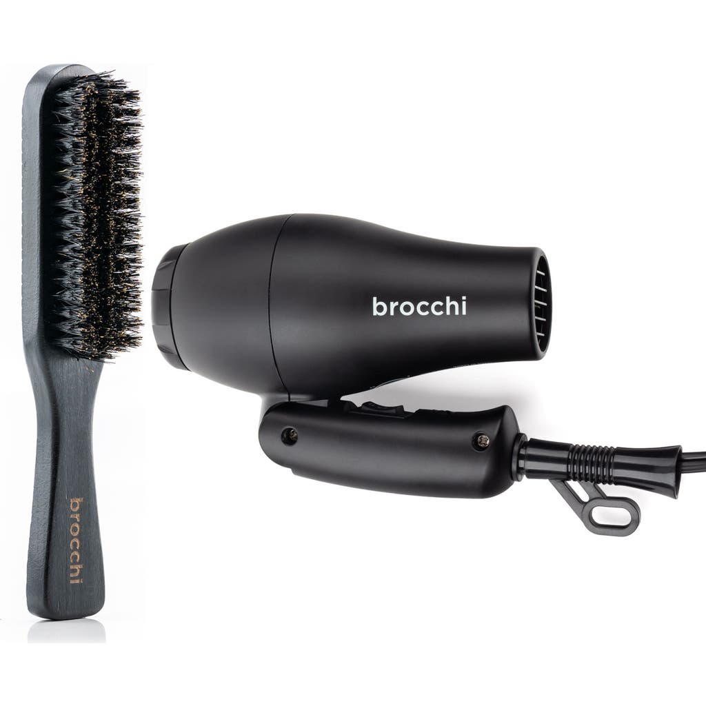 Brocchi Travel Dryer & Paddle Brush Set In Black