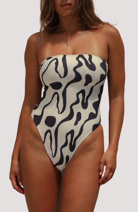 Paola Macramé Strapless One-Piece Swimsuit