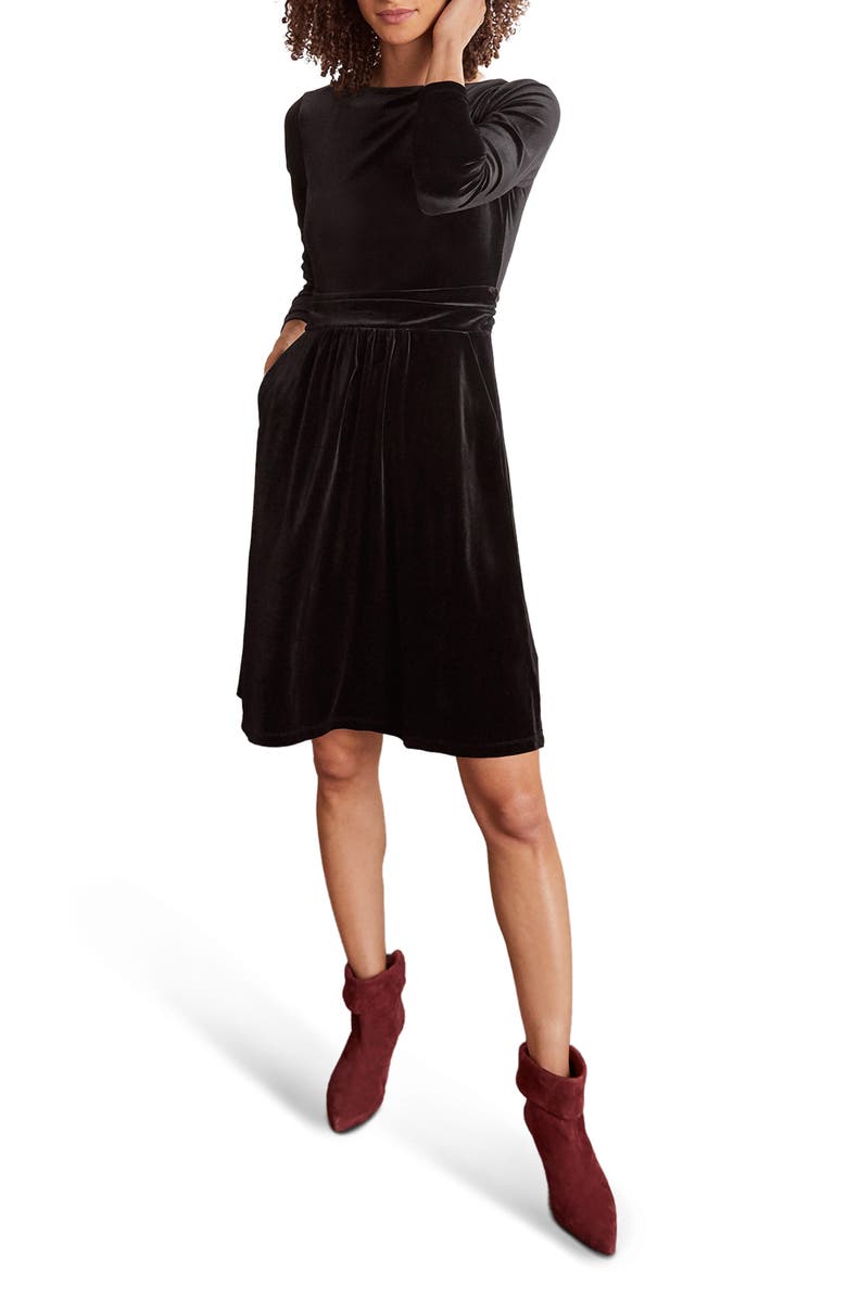Boden Abigail Long Sleeve Velvet Dress, Main, color, 