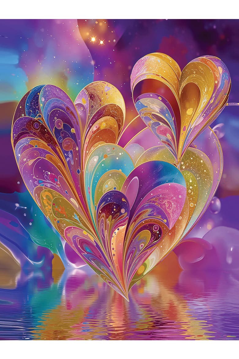 Valentine Hearts Reflection 1000, Alternate, color, Multicolor