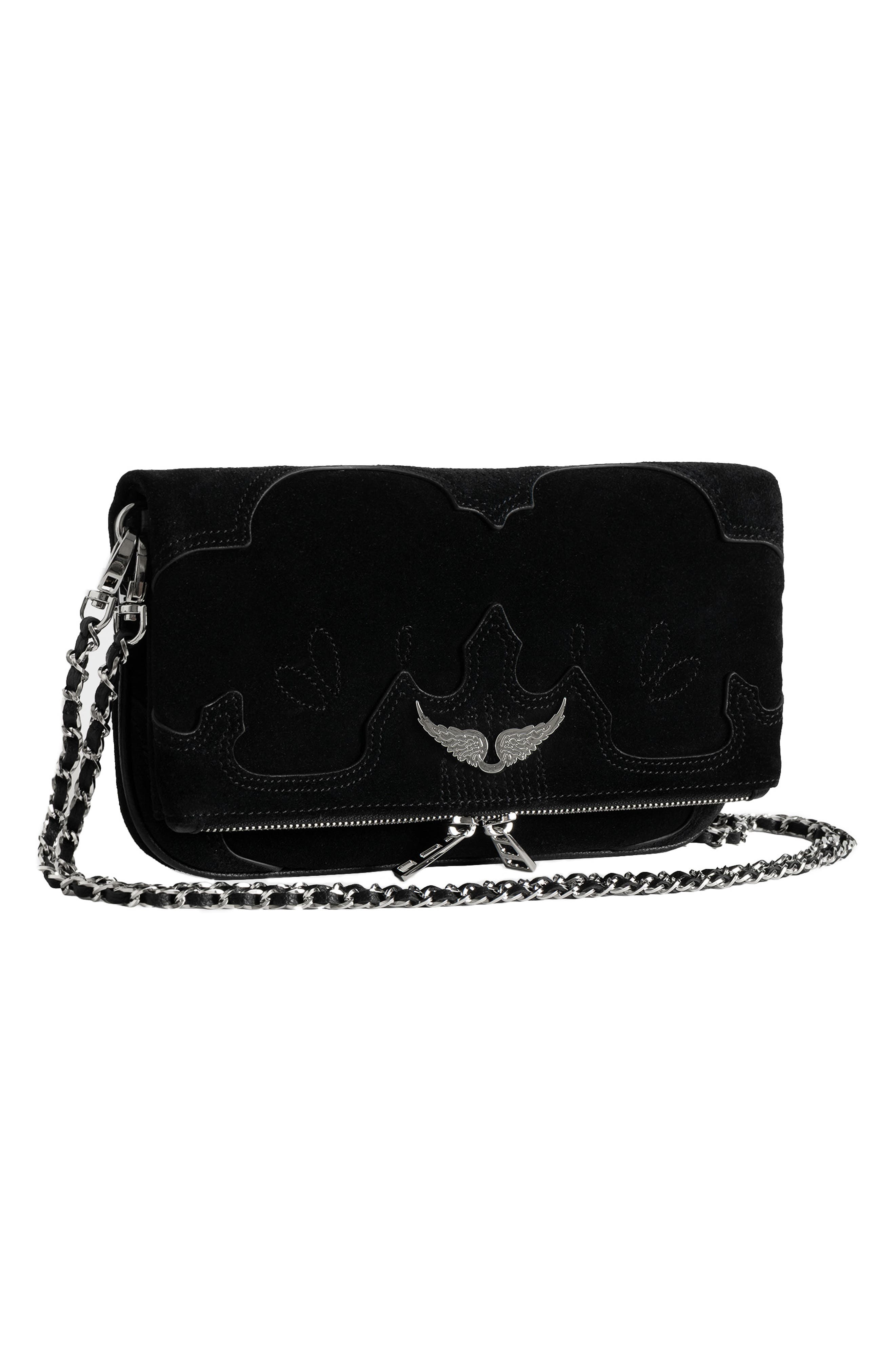 Rock Western Leather Crossbody Bag, Alternate, color, BLACK