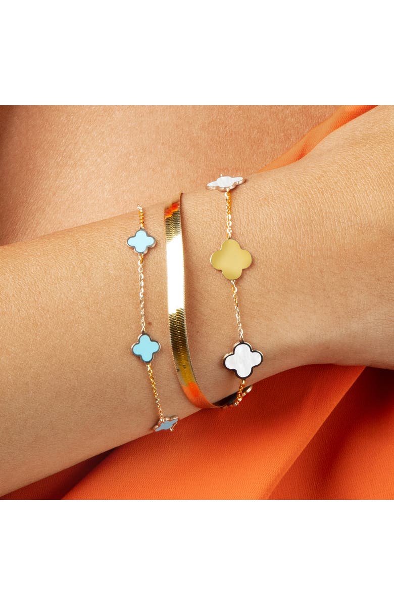 The Lovery Fine Jewelry Small Mother of Pearl and Gold Clover Bracelet, Alternate, color, Mother Of Pearl And Gold