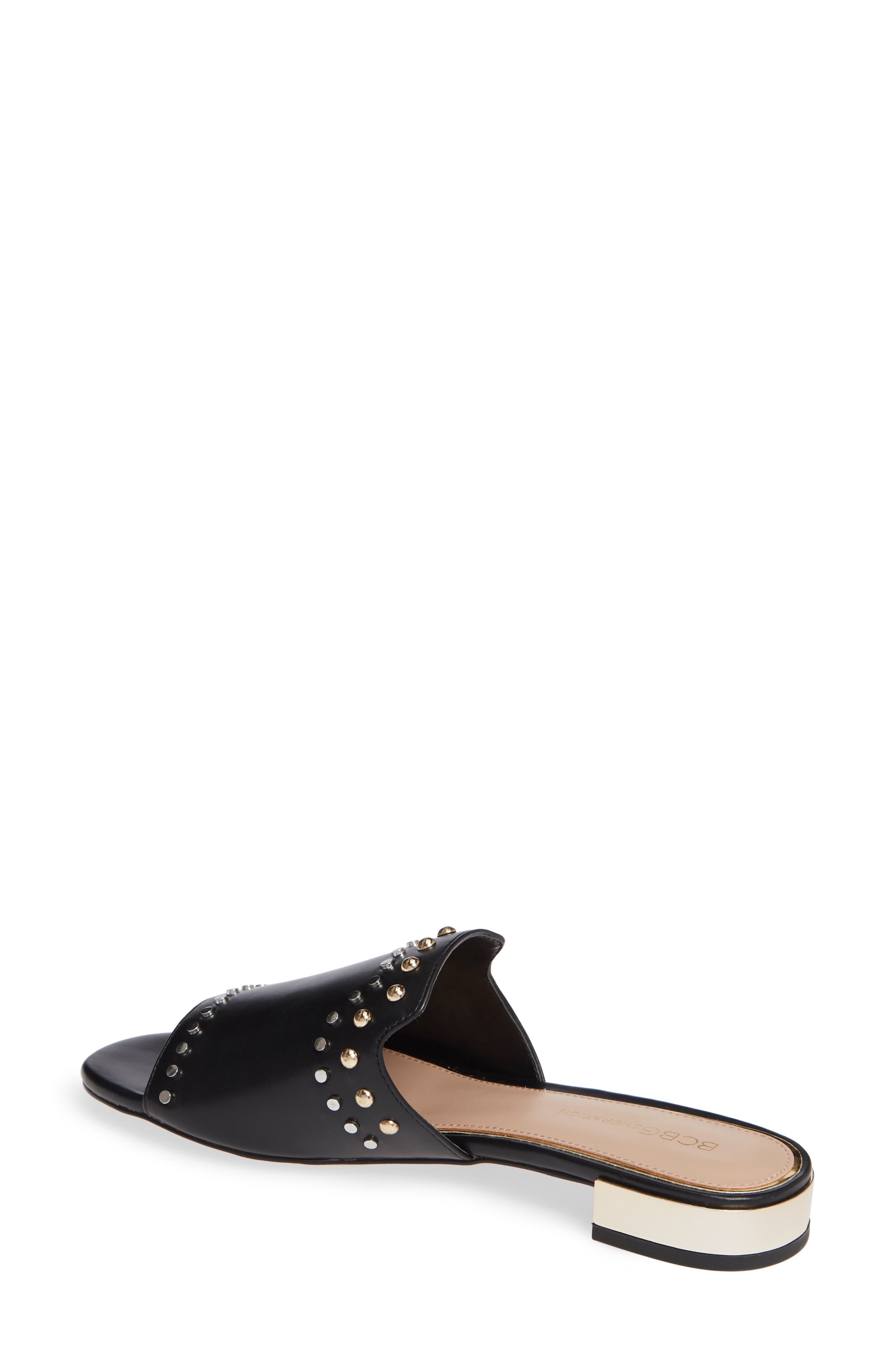 Devin Studded Slide Sandal, Alternate, color, BLACK FABRIC