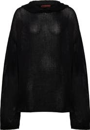PCFG Cotton Blend Knitted Hoodie With Woven Patch