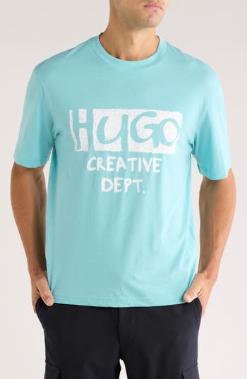 Hugo Boss Hugo Nugocrea Graphic T-shirt In Blue