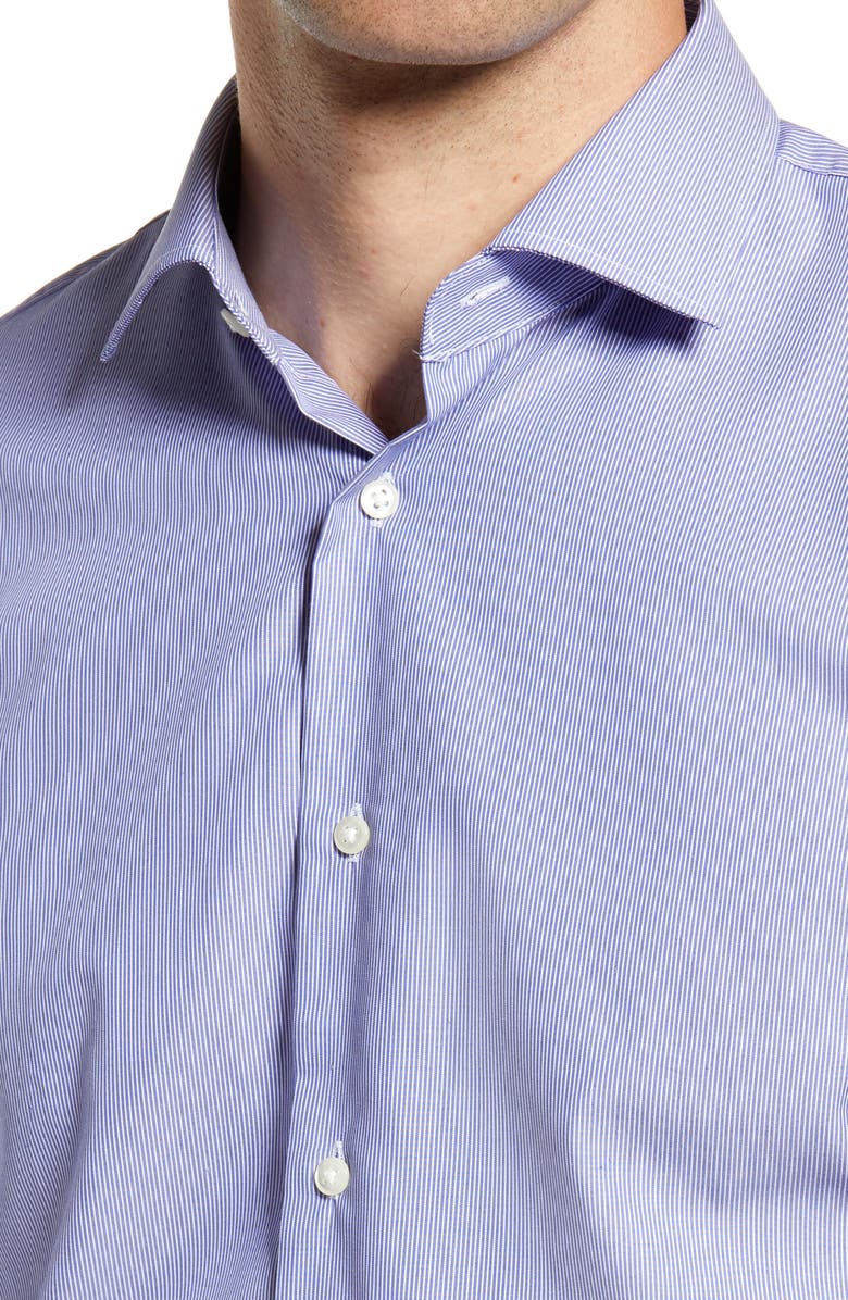 Nordstrom Trim Fit Pinstripe Non-Iron Dress Shirt, Alternate, color, 
