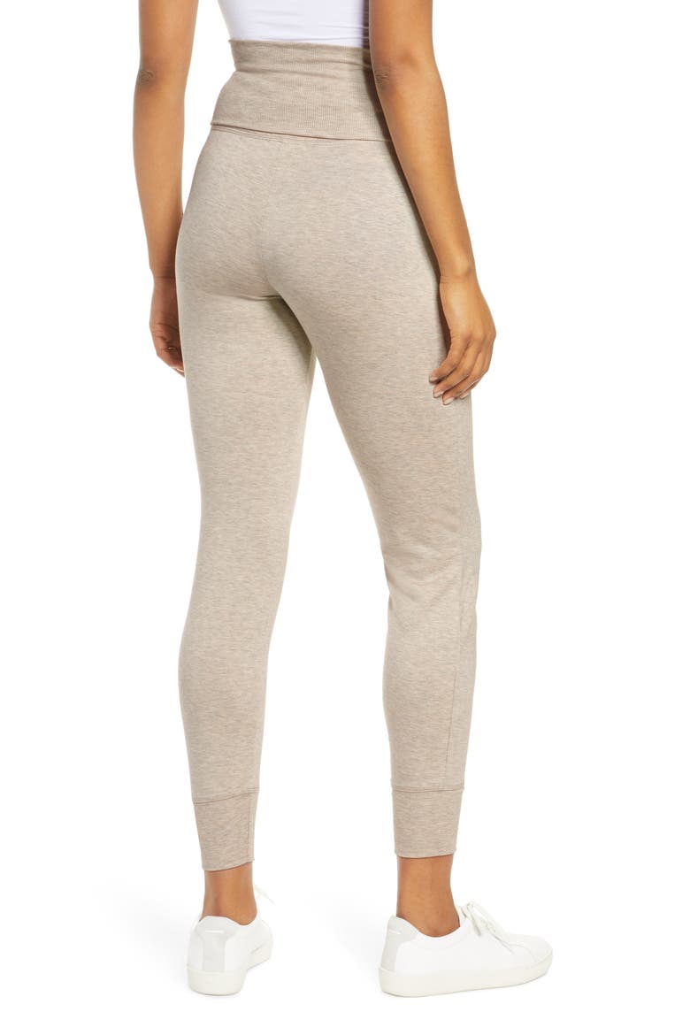Cozy Fleece Foldover Maternity Joggers, Alternate, color, OATMEAL HEATHER