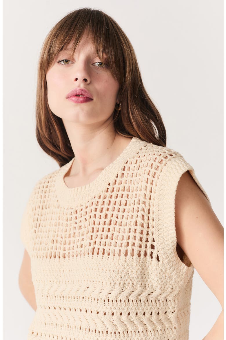 Paulo Open Stitch Cap Sleeve Sweater, Alternate, color, ECRU