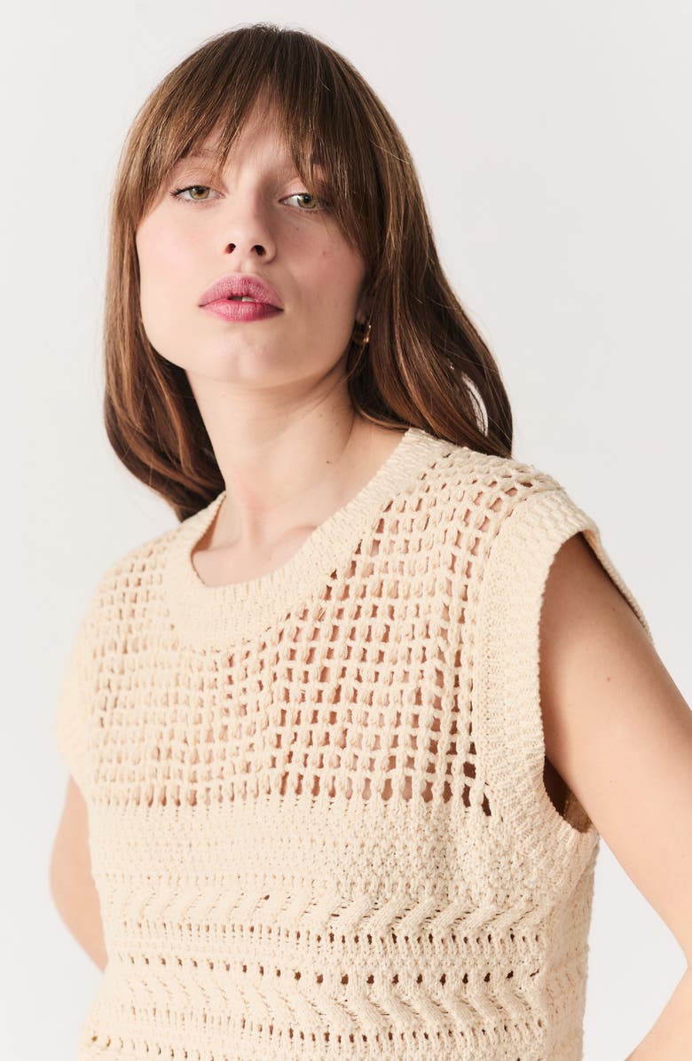 DELUC Paulo Open Stitch Cap Sleeve Sweater, Alternate, color, Ecru