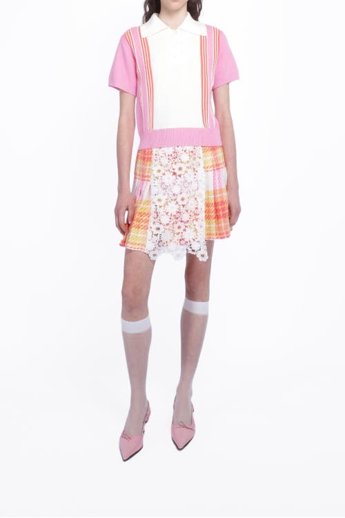 Shop Anna Sui Capri Plaid Kilt Skirt In Lemon Multi