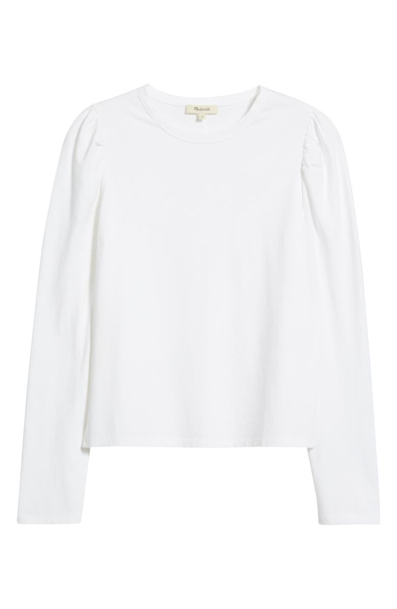 Madewell Easy Puff Sleeve Cotton Top, Alternate, color, White