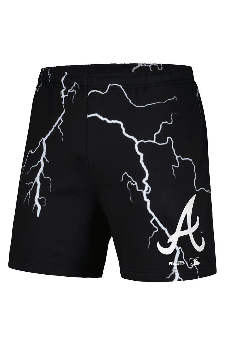 PLEASURES Men's PLEASURES Black Atlanta Braves Lightning Shorts, Alternate, color,
