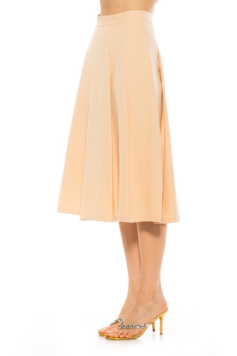 Illia Pleated Midi Skirt, Alternate, color, BEIGE