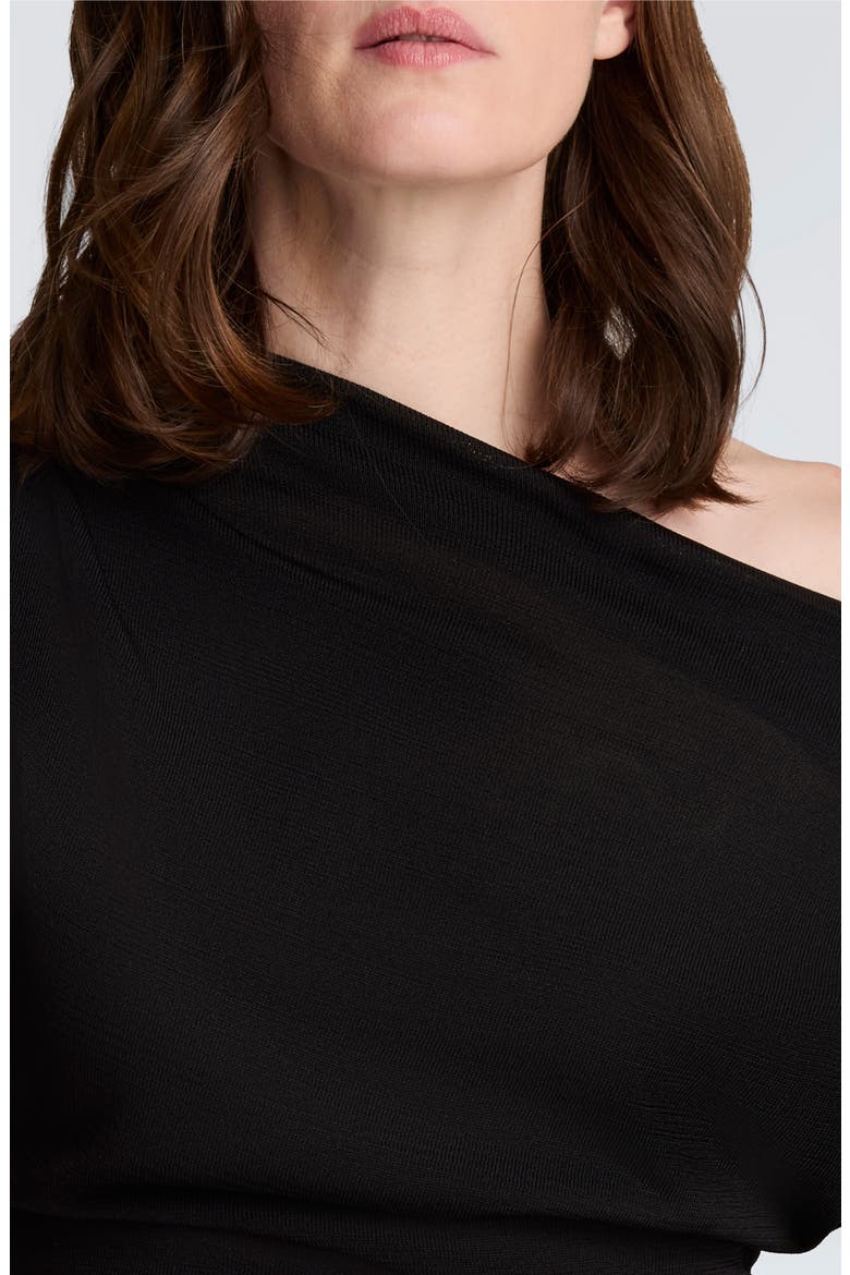 Asymmetric Hem One-Shoulder Sweater, Alternate, color, BLACK
