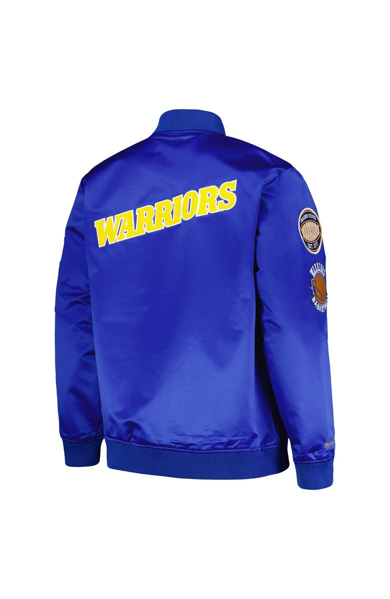 Mitchell & Ness Men's Mitchell & Ness Royal Golden State Warriors Hardwood Classics Vintage Logo Full-Zip Bomber Jacket, Alternate, color, Royal