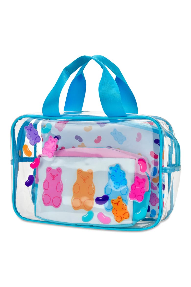 Kids' Jelly Bears Cosmetic Bag Trio, Alternate, color, MULTI BLUE