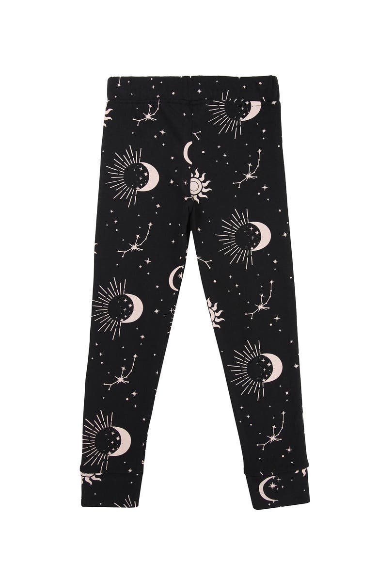 Turtledove London Kids Organic Cotton Celestial Print Leggings, Alternate, color, Black