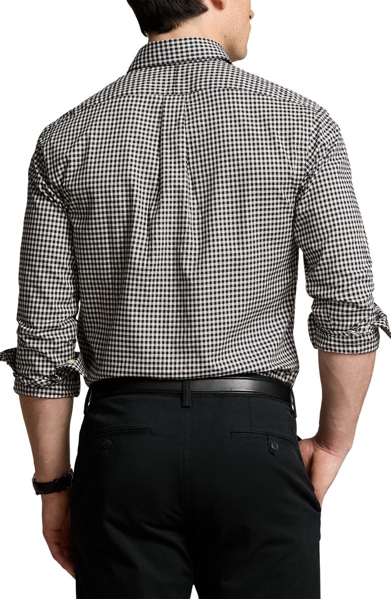 Polo Ralph Lauren Classic Fit Gingham Sanded Twill Button-Down Shirt, Alternate, color, 4192B Nero/Blanc