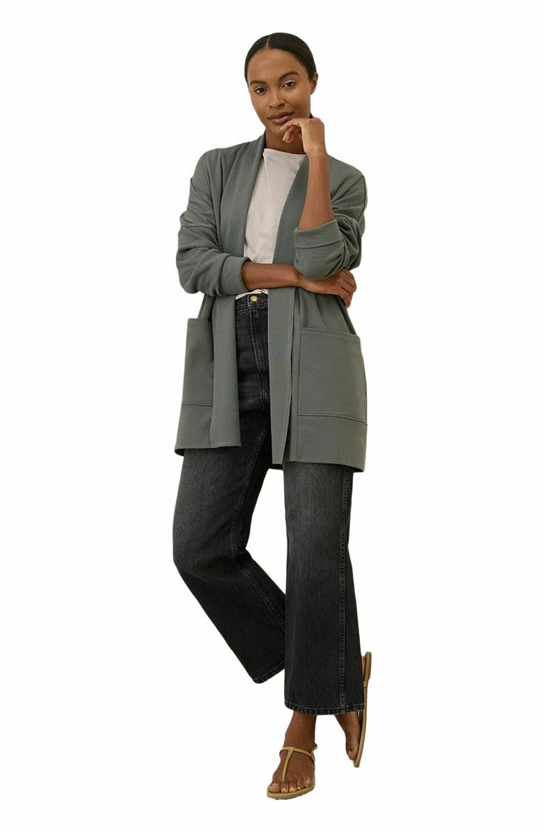 Pact Organic Cotton Airplane Wrap Cardigan, Alternate, color, Castor Grey