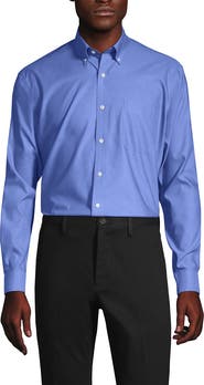 Lands' End School Uniform Tailored Fit No Iron Solid Supima Cotton Pinpoint Buttondown Collar Dress Shirt