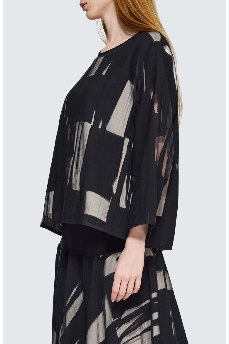 Selindra Sheer Jacquard Blouse, Alternate, color, Ivory Black
