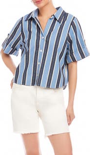 FIFTEEN TWENTY Kay Roll Tab Cuff Stretch Cotton Button-Up Shirt