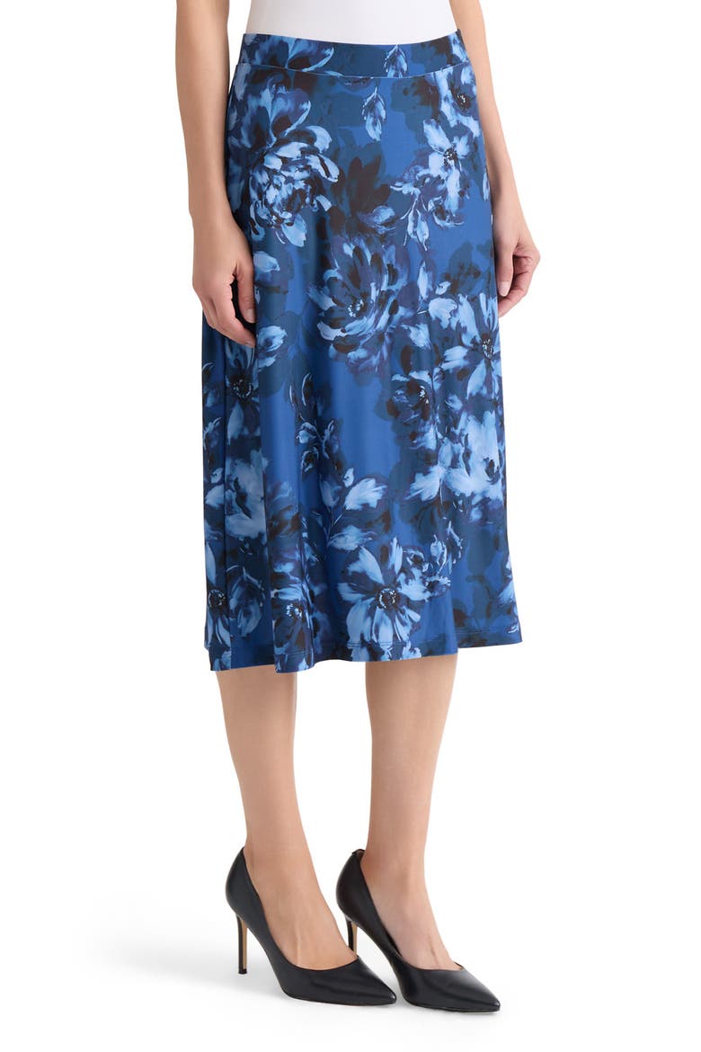Floral Print Knit Skirt, Alternate, color, BLUE NIGHT MULTI