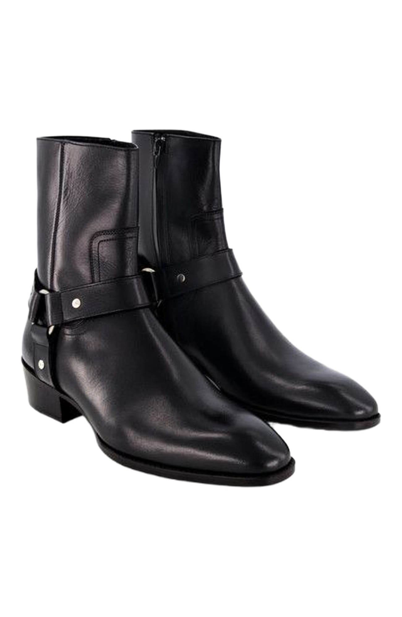 Anthony Veer Sloane Harness Boot, Main, color, Obsidian Black Leather