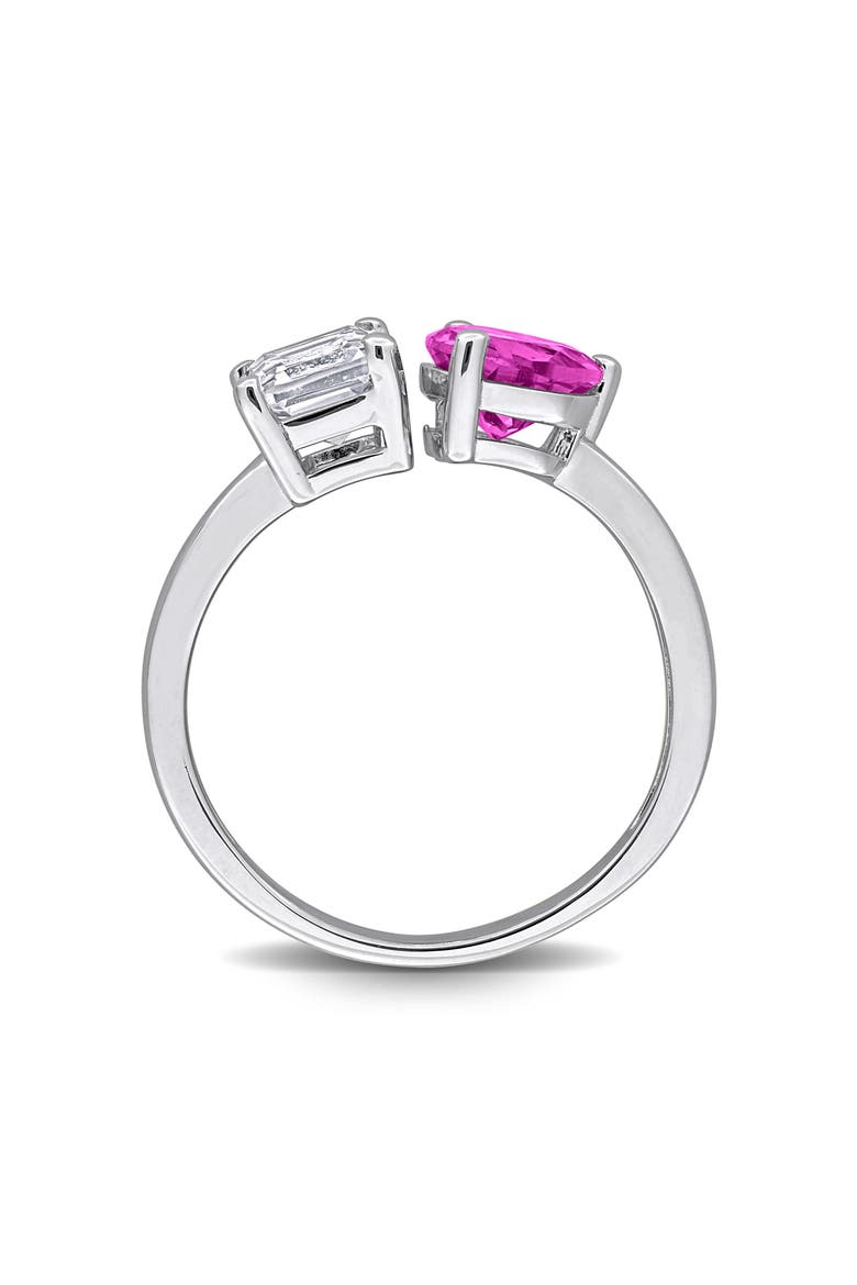Lab Created Pink Sapphire & Lab Created White Sapphire Ring, Alternate, color, PINK